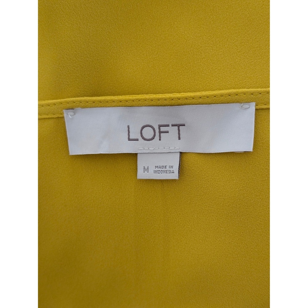 LOFT Yellow Blouse Long Sleeve Ruffle Detail V-Neck Top Size Medium - Picture 4 of 5